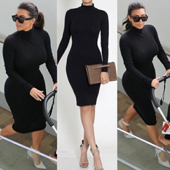 The NW midi mock neck long sleeve dress mint blue - Picture 6 of 6